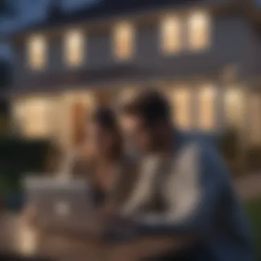 A couple looking at a house listing on a laptop