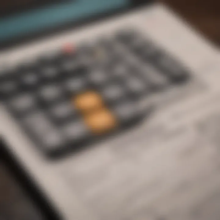 Close-up of a calculator with retirement funding documents