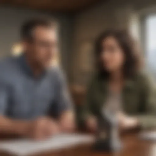 Illustration of two individuals discussing financial options for a home loan