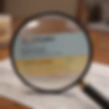 A magnifying glass over a credit report indicating scrutiny of information