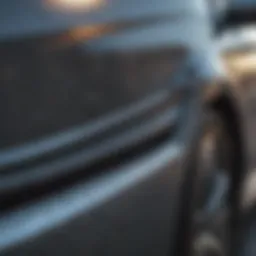 Close-up view of a vehicle with scratches on its surface