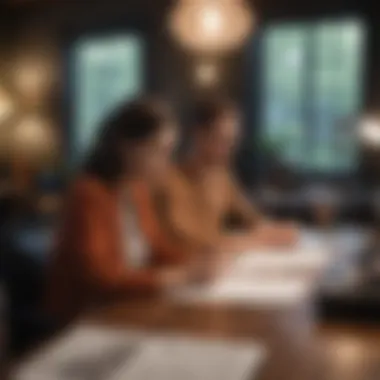 A couple reviewing financial documents in a cozy home office.