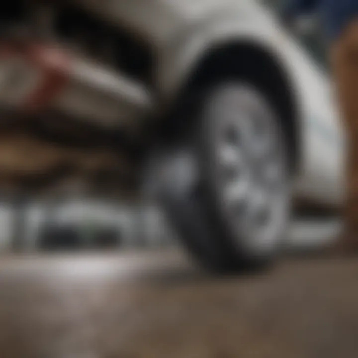 A mechanic checking the undercarriage of a vehicle for structural integrity and potential damage.