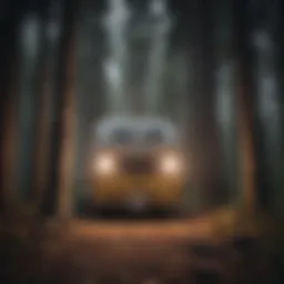 A picturesque camper nestled among trees, symbolizing freedom and adventure