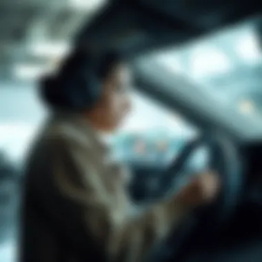 Consumer examining electric and hybrid vehicle options