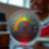 Illustration of a credit score gauge