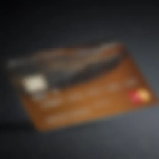 A close-up view of a Discover credit card showcasing its design and features.