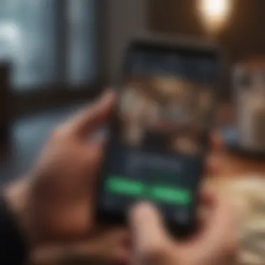 Navigating Loan Apps User navigating a mobile app for quick loans