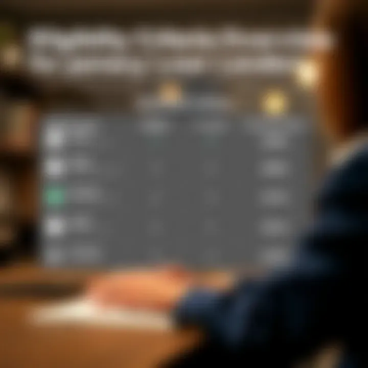 Visual representation of eligibility criteria for personal loans across different lenders