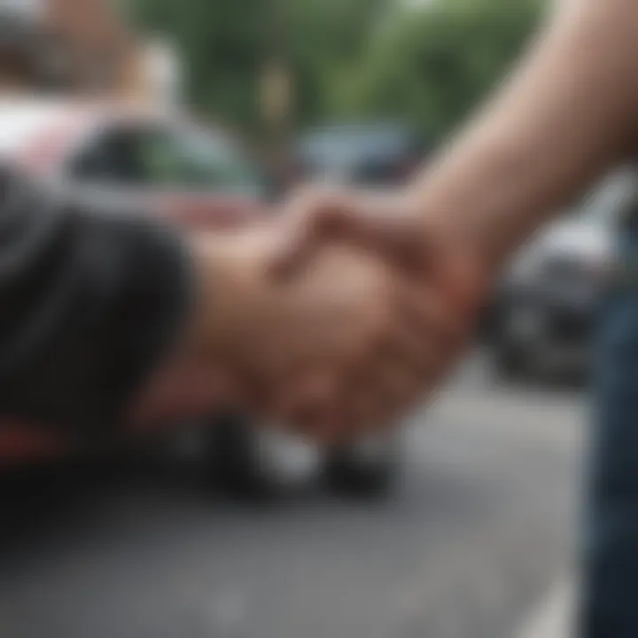 A handshake between a buyer and seller after a transaction