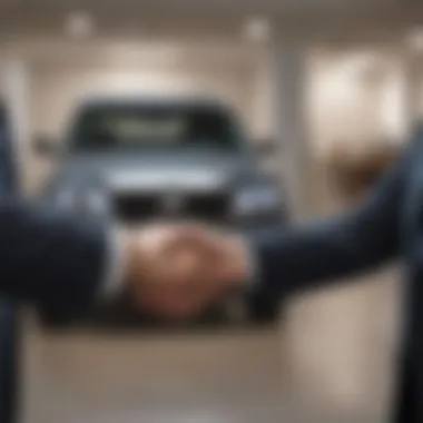 A handshake between a customer and a dealership representative