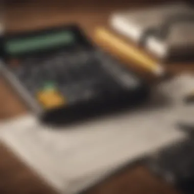 A calculator and a notepad with financial notes