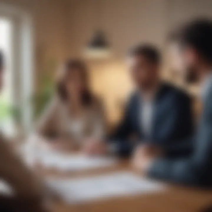 A professional discussing mortgage options with a client over a table filled with documents.