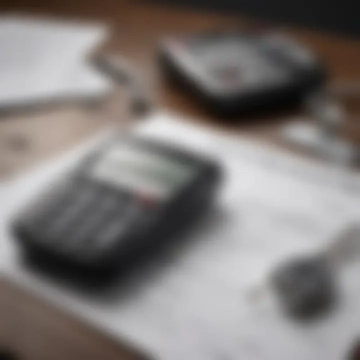 An assortment of car keys on a table with a calculator and budget sheet