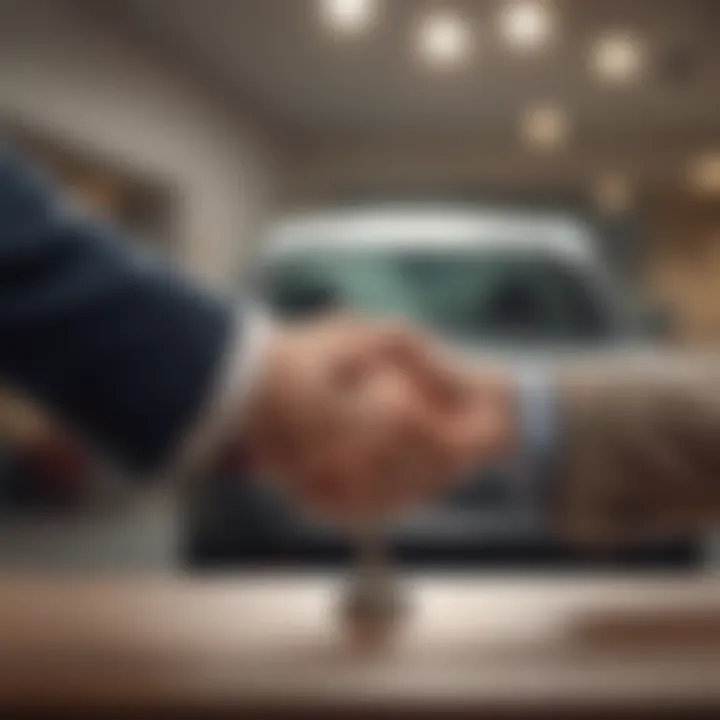 A handshake symbolizing trust and agreement in a car transaction