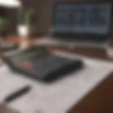Budgeting Tools for Self-Employed A calculator and a laptop displaying a budgeting spreadsheet