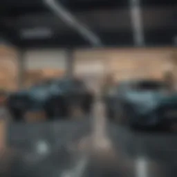 Stunning new car in a dealership showroom
