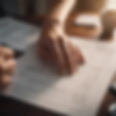 Understanding Your Finances Before Refinancing Close-up of a hand reviewing financial documents