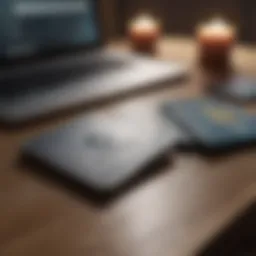 An overview of American Express cards laid out on a desk with a laptop