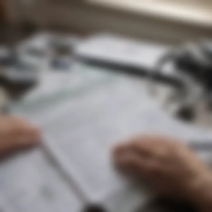 An individual reviewing medical bills at a desk, showcasing the overwhelming nature of healthcare expenses.