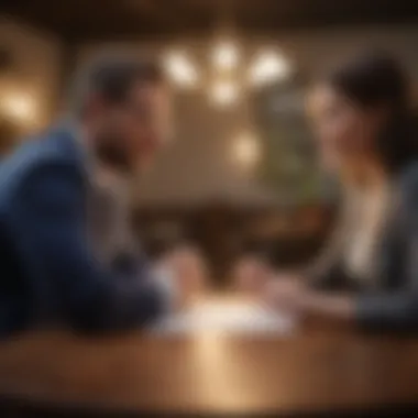 Engaging in Mortgage Discussions A couple discussing mortgage options at a table