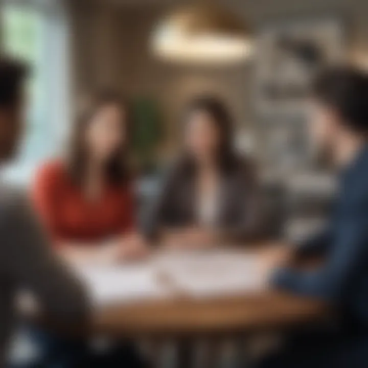 A financial planner discussing homebuying strategies with a couple at a table.