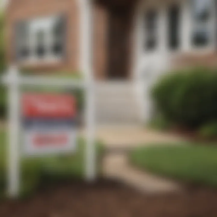 A close-up of a house for sale sign in front of a well-maintained property.