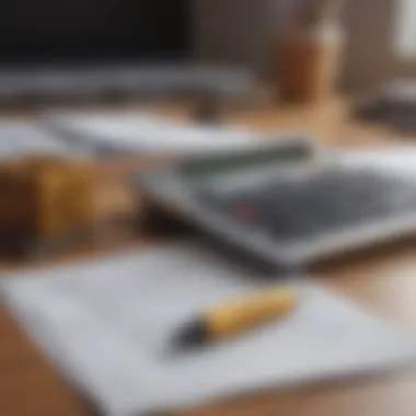 A calculator and financial documents on a desk