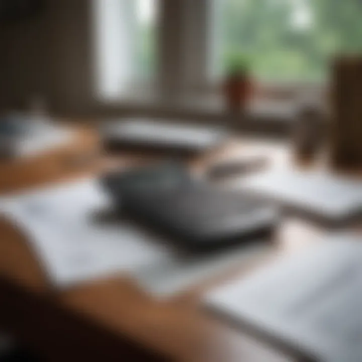 A calculator and financial documents on a table