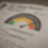 A close-up image of a credit score report highlighting a low score