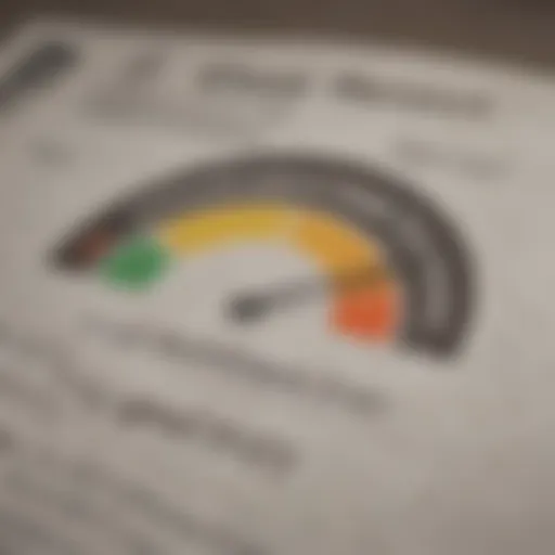 A close-up image of a credit score report highlighting a low score