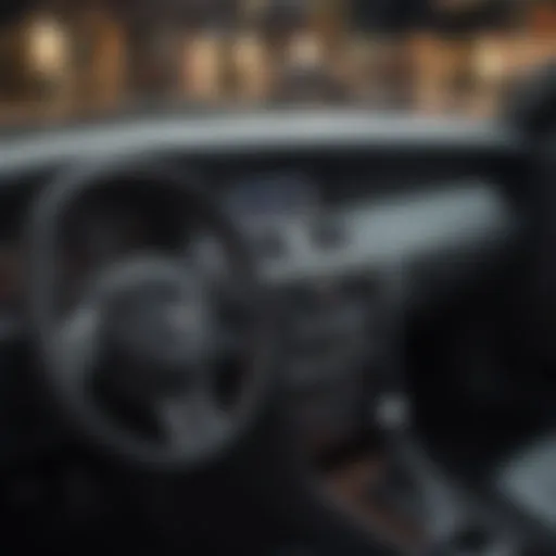 A close-up view of a used car's dashboard showcasing its intricate details and features.