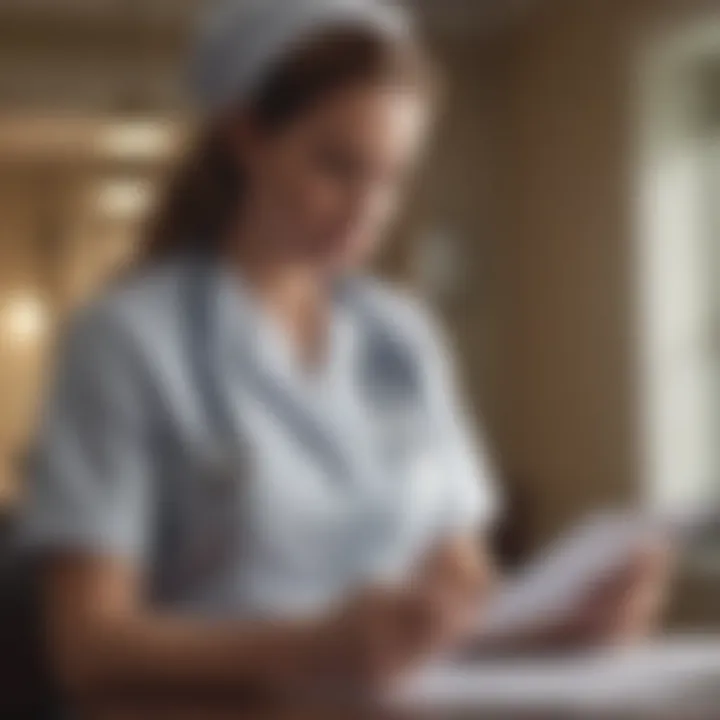 Nurse reviewing student loan documents