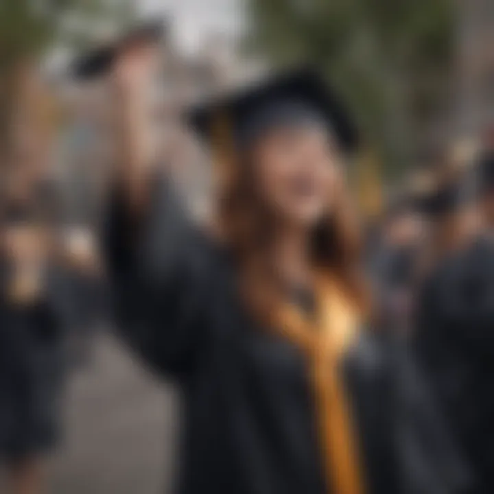 A person celebrating financial freedom with a graduation cap