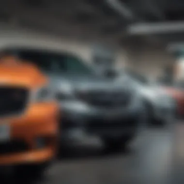 A modern car dealership showcasing various vehicles