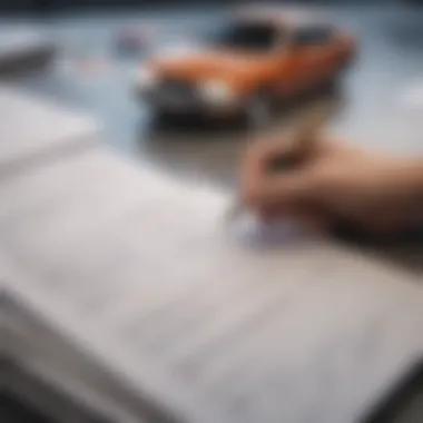 A stack of documents alongside a pen, representing the paperwork involved in a car purchase.