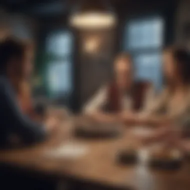 A diverse group of individuals discussing over a table, illustrating collaboration in financial decisions.