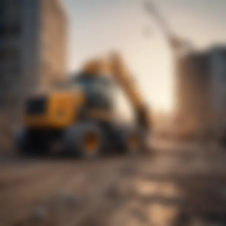 A construction site with heavy machinery in operation