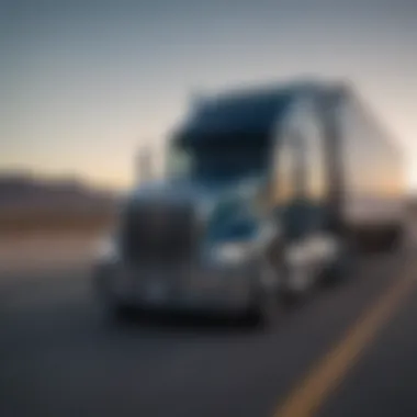 Semi Truck in Motion A detailed view of a semi truck on a highway