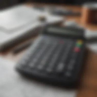 Calculator and financial papers on a desk