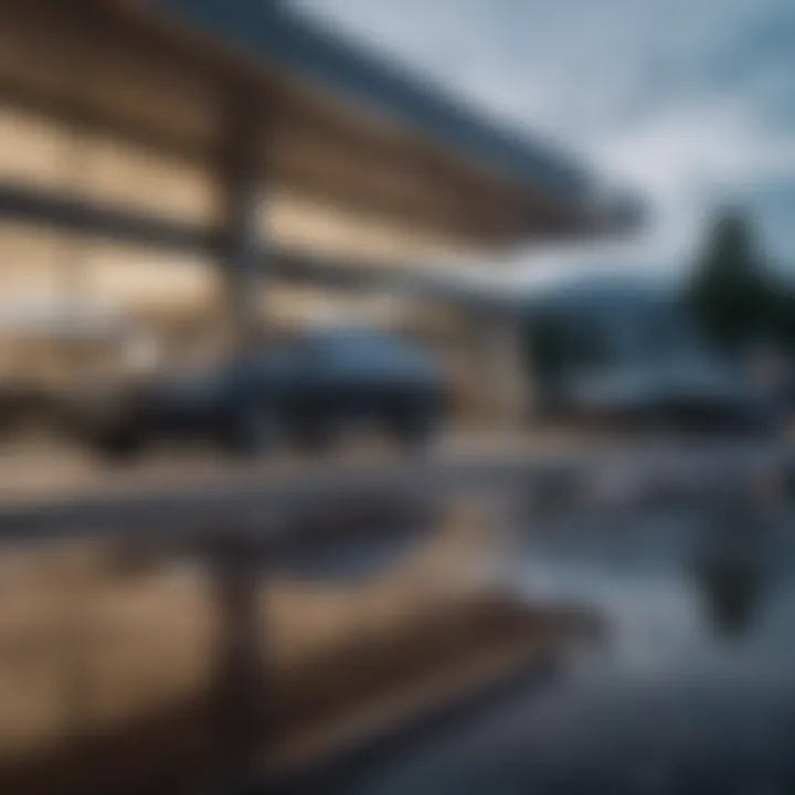 A sleek car parked outside a modern dealership