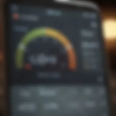 Close-up of a credit score report on a digital device