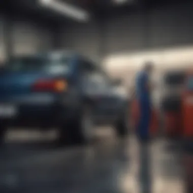 Mechanic performing an oil change at a workshop