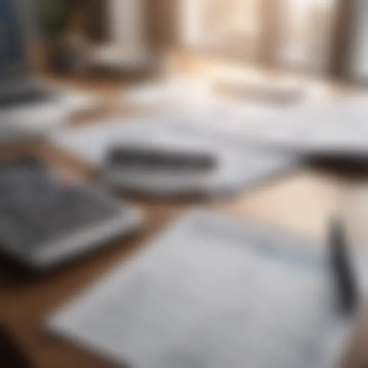 A calculator and financial documents on a desk representing financial planning.