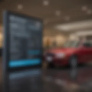 A close-up of a dealership's fee breakdown displayed on a screen