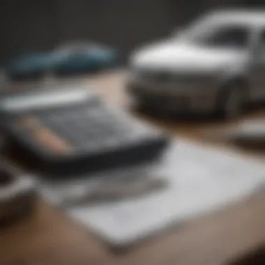 A calculator and car keys on a table, symbolizing financial planning