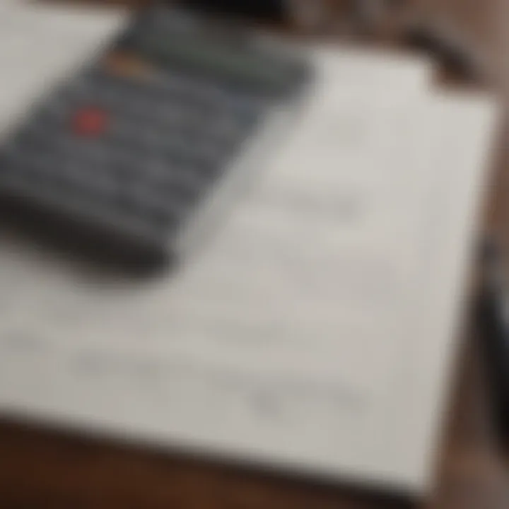 A close-up of a calculator and financial documents demonstrating budgeting.