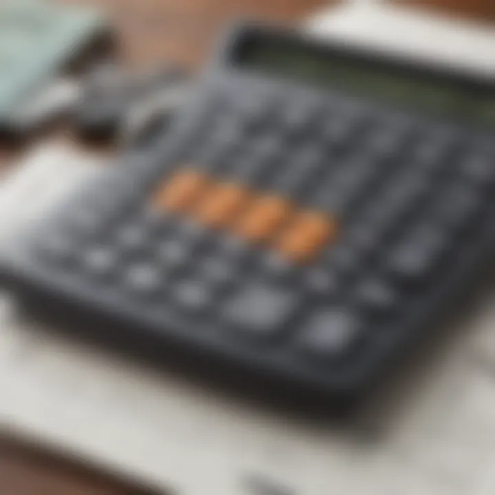 A close-up of a calculator and financial documents representing budgeting for FHA loans.