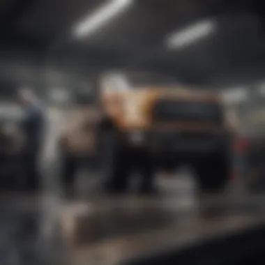 Ford Vehicle Oil Change Overview Ford vehicle undergoing oil change