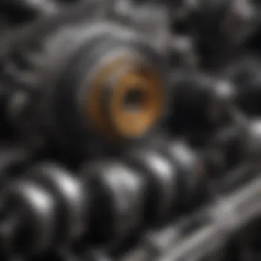 Close-up of oil filter and engine components
